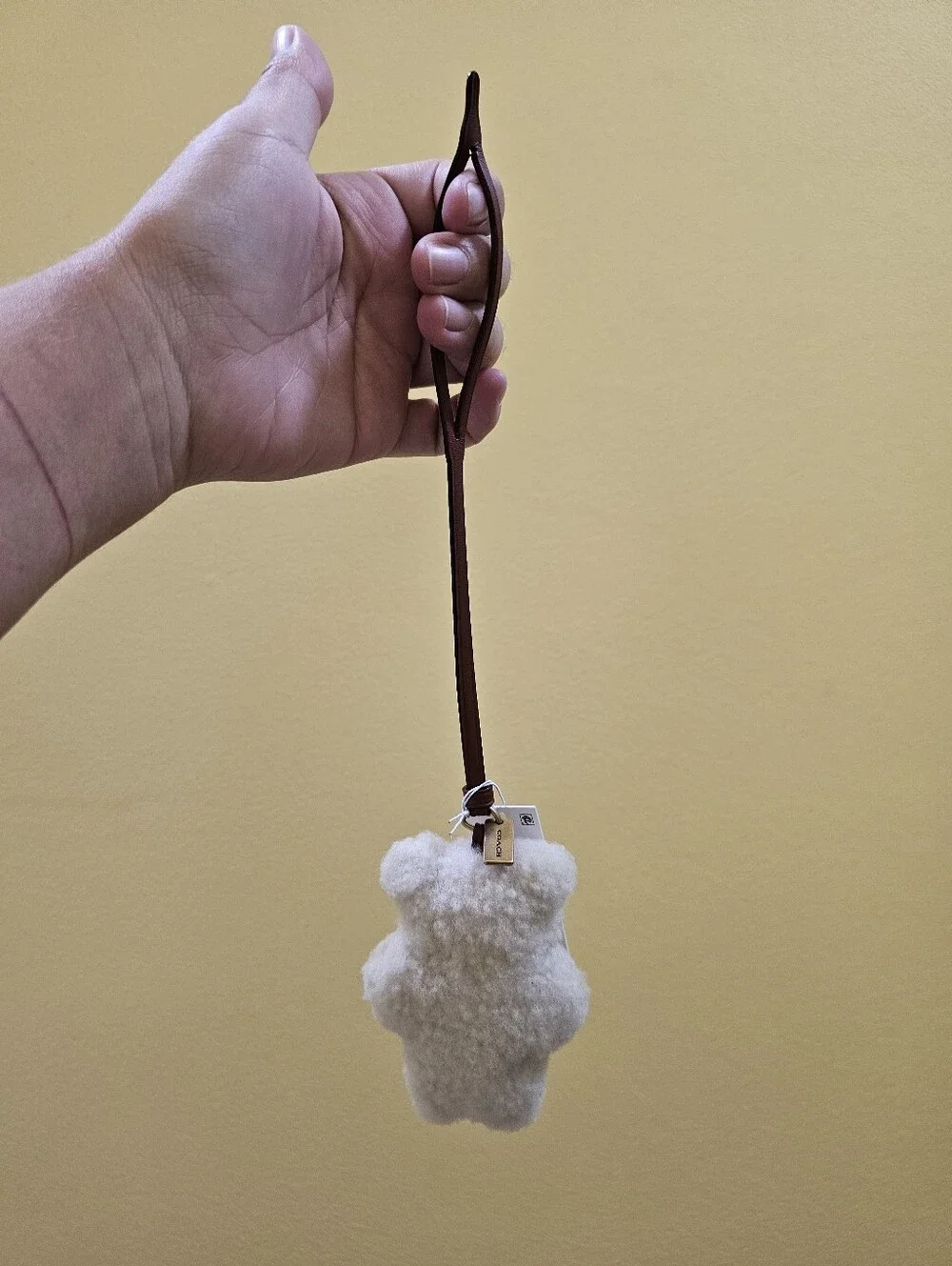Coach Bear Puffy Bag Charm in Shearling